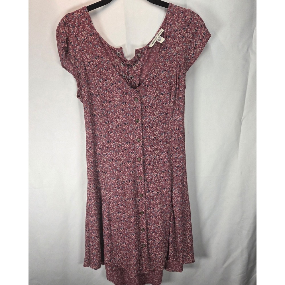 American Eagle Boho Mini Sundress Womens Small Floral Button Front Lace Back
